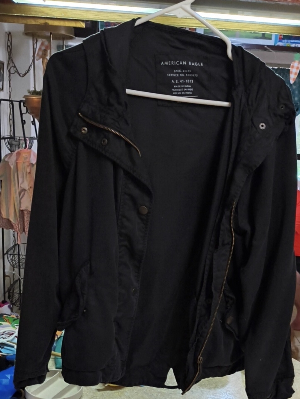American Eagle Outfitters Black Hooded Utility Jacket
